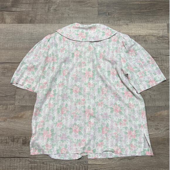 Vintage Handmade Floral Top Large Edwardian Frock Cottagecore Ruffle Button Up - Picture 3 of 5